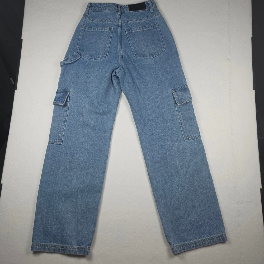 Supply & Demand Superior Denim Cargo Jeans XS Blue High Waisted Utility Pants